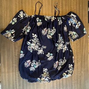 Navy Floral Off the Shoulder Dress with Bubble Hem NWT Medium